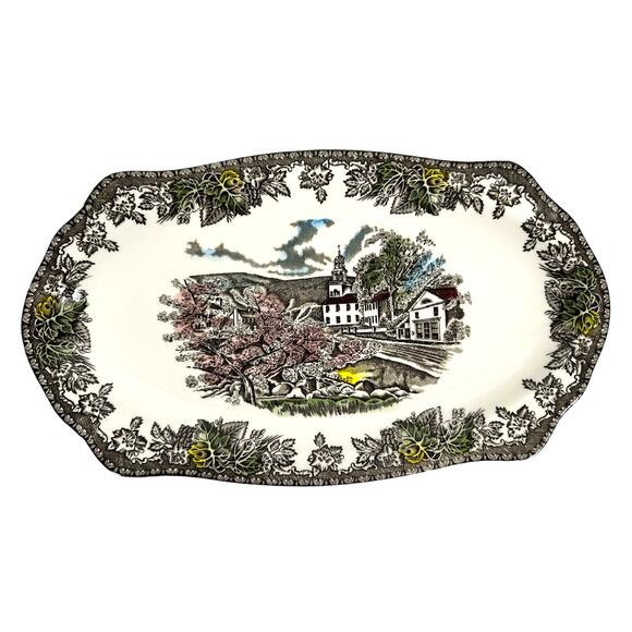 Johnson Bros Friendly Village England Vintage Village Green 12.5" Sandwich Tray! - Picture 1 of 8